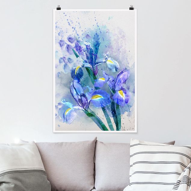 XXL Poster Aquarell Blumen Iris