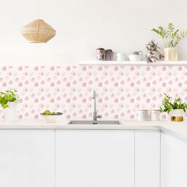 Wandpaneele Küche Aquarell Punkte Rosa I