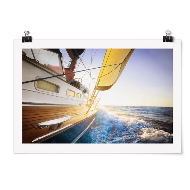 schöne Bilder Segelboot auf blauem Meer bei Sonnenschein