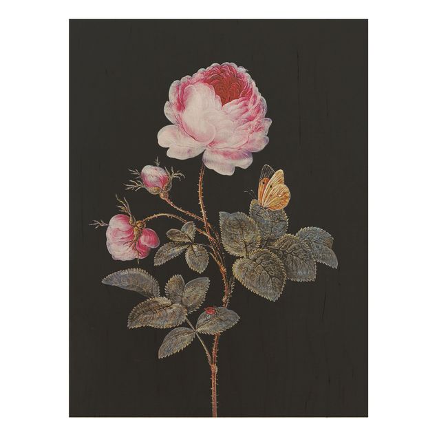Wandbild Holz Barbara Regina Dietzsch - Die hundertblättrige Rose