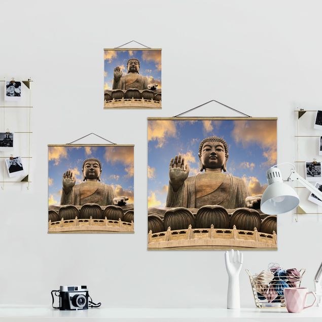 Stoffbild mit Posterleisten - Großer Buddha - Quadrat 1:1