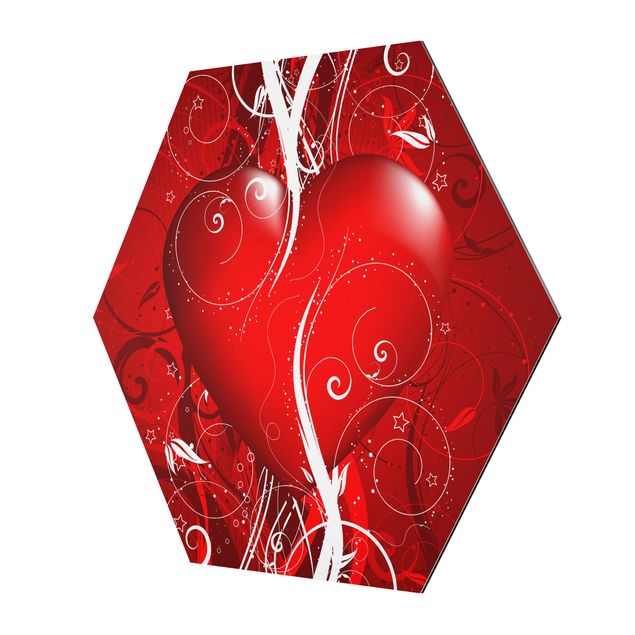 Hexagon Bild Alu-Dibond - Floral Heart