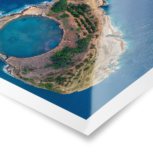 Poster - Luftbild - Die Insel Vila Franca do Campo - Querformat 3:4