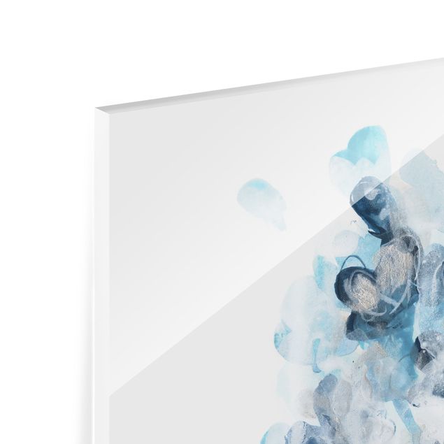 Spritzschutz Glas - Aquarell Bouquet in blauen Schattierungen - Quadrat 1:1