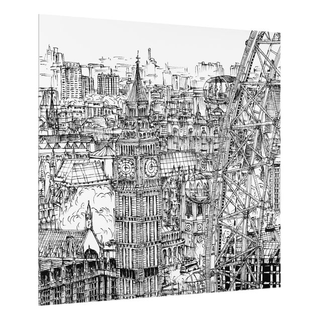 Glas Spritzschutz - Stadtstudie - London Eye - Quadrat - 1:1