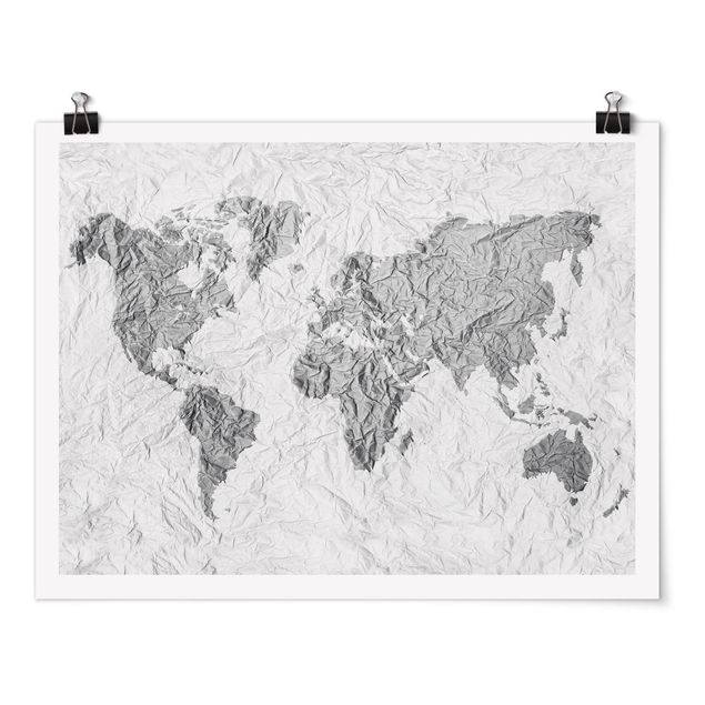 Bilder Papier Weltkarte Weiß Grau