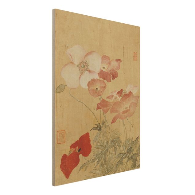 Holzbilder Blumen Yun Shouping - Mohnblumen