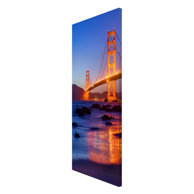 Magnettafel - Golden Gate Bridge am Abend - Panorama Hochformat