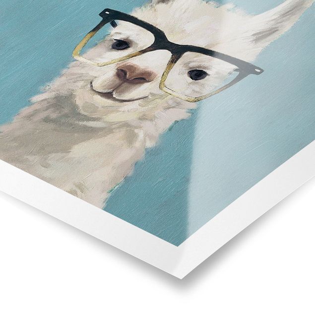 Poster - Lama mit Brille IV - Quadrat 1:1