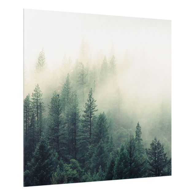 Spritzschutz Künstler Wald im Nebel Erwachen