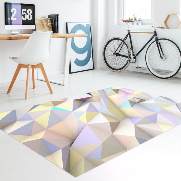 Teppich Outdoor Geometrische Pastell Dreiecke in 3D