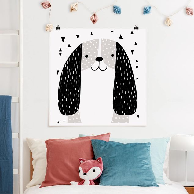 Poster schwarz-weiß Tierpark mit Mustern - Hund