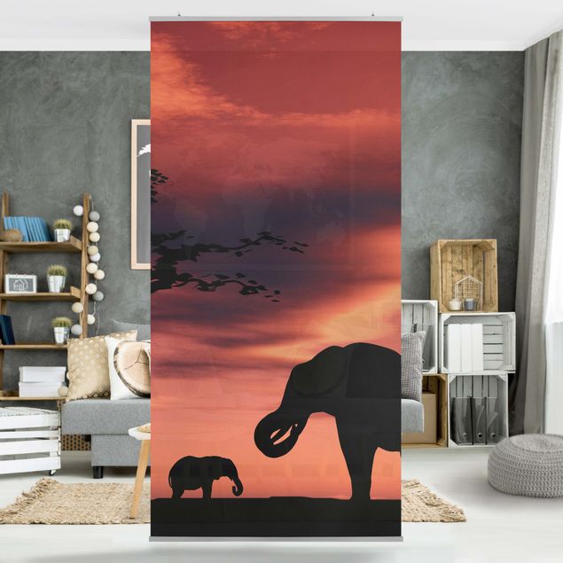 Raumteiler Tiere African Elefant Family
