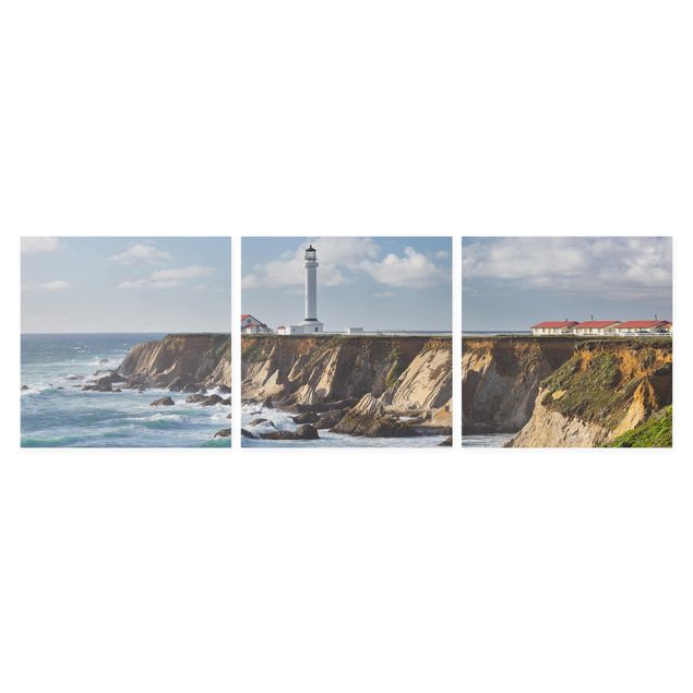 Leinwandbild 3-teilig - Point Arena Lighthouse Kalifornien - Quadrate 1:1