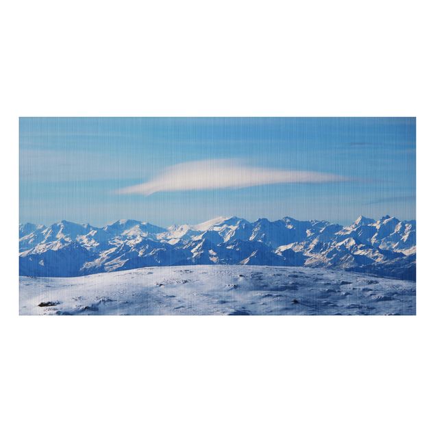 Alu-Dibond - Verschneite Bergwelt - Hochformat