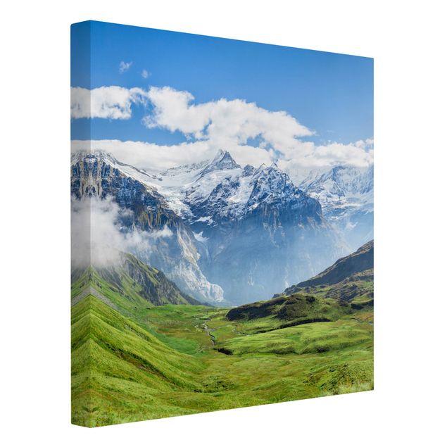 Leinwandbild - Schweizer Alpenpanorama - Quadrat 1:1