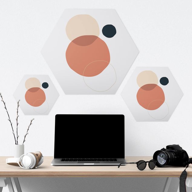 Hexagon Bild Forex - Line Art Kreise Pastell