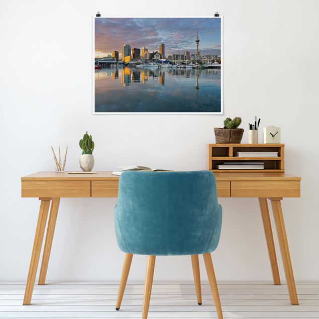 Moderne Poster Auckland Skyline Sonnenuntergang