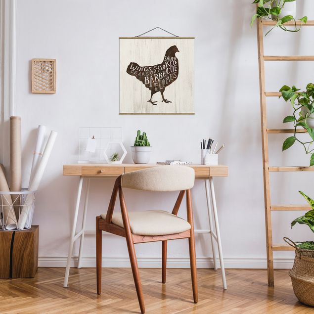 Stoffbilder mit Posterleisten Bauernhof BBQ - Huhn