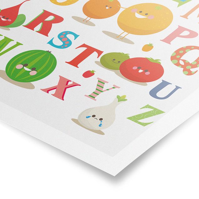 Poster - No.EK120 Lustiges Obst & Gemüse Alphabet - Hochformat 3:2
