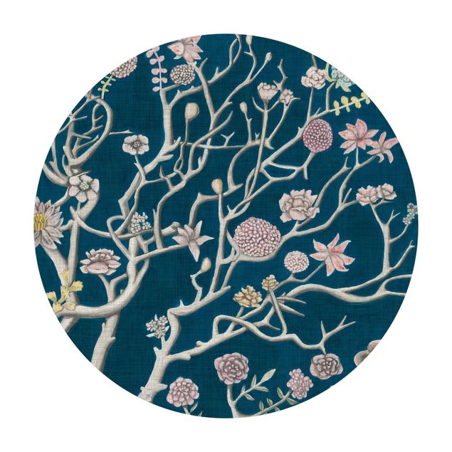 Vinyl-Bodenmatten Chinoiserie Blumen in der Nacht II
