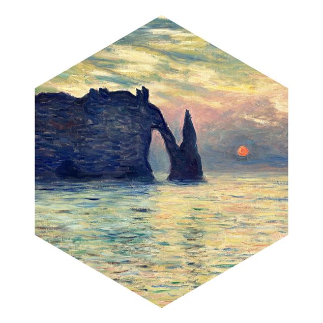 Tapeten Vlies Claude Monet - Felsen Sonnenuntergang