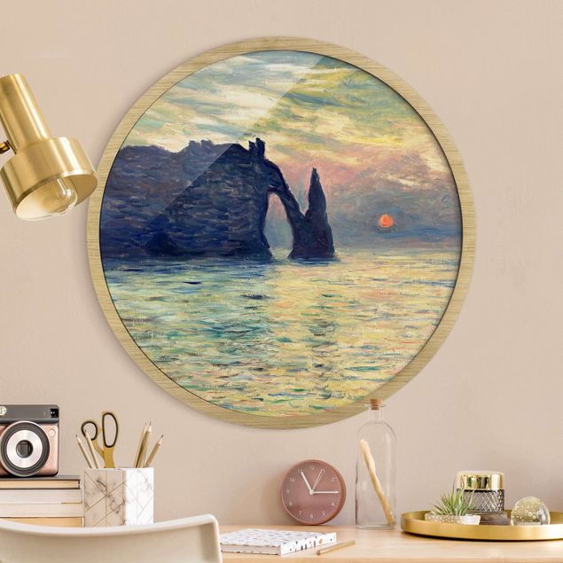 Runde Bilder Claude Monet - Felsen Sonnenuntergang