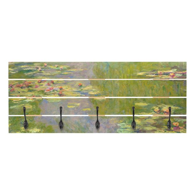 Wandgarderobe Holzpalette - Claude Monet - Grüne Seerosen