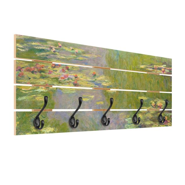 Wandgarderobe Holzpalette - Claude Monet - Grüne Seerosen
