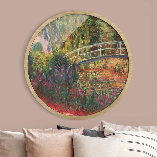 Runde Bilder mit Rahmen Claude Monet - Japanische Brücke im Garten von Giverny