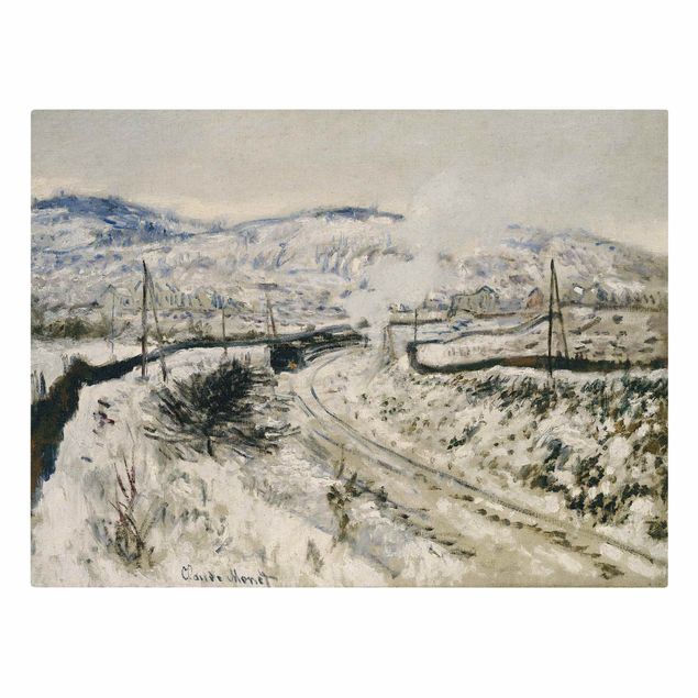 Leinwanddruck Claude Monet - Gemälde Zug im Schnee bei Argenteuil - Kunstdruck Quer 4:3 - Impressionismus