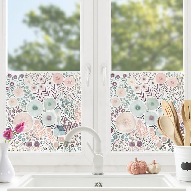 Klebefolie Fenster Claudia Voglhuber - Blumenmeer Türkis