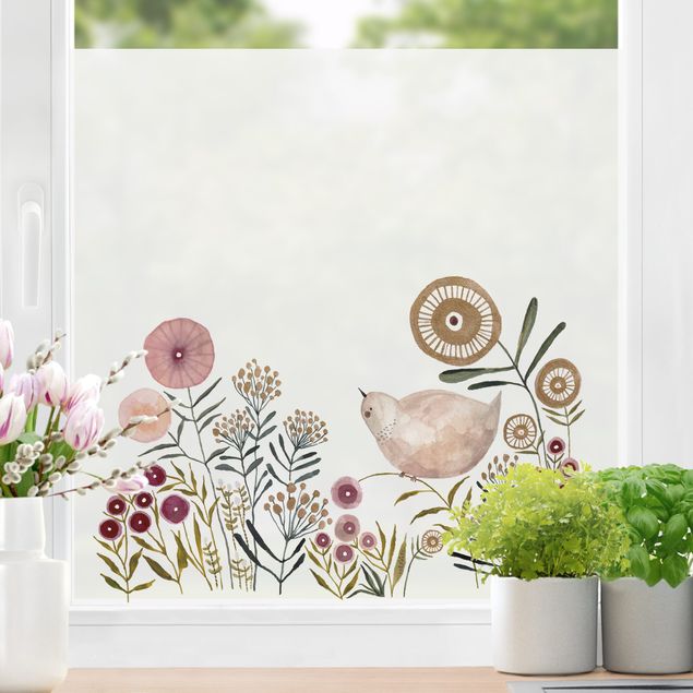 Fensterfolie Motiv Blumen Claudia Voglhuber - Goldener-Vogel
