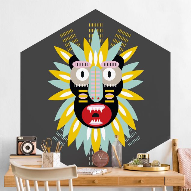 Design Tapeten Collage Ethno Maske - King Kong