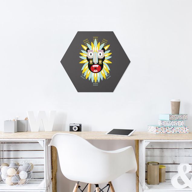 Hexagon Bilder Collage Ethno Maske - King Kong