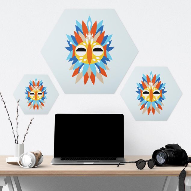 Hexagon-Forexbild - Collage Ethno Maske - Papagei