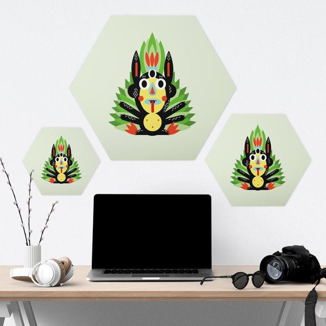 Hexagon-Forexbild - Collage Ethno Monster - Dschungel