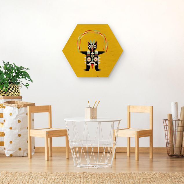 Hexagon Wandbild Collage Ethno Monster - Jongleur