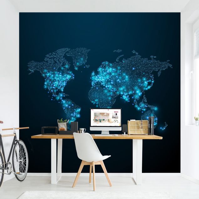 Fototapete - Connected World Weltkarte