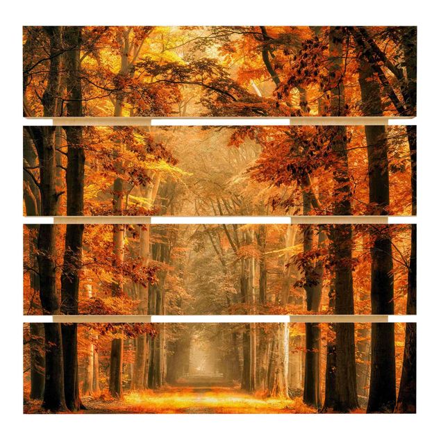 Holzbild - Märchenwald im Herbst - Quadrat 1:1