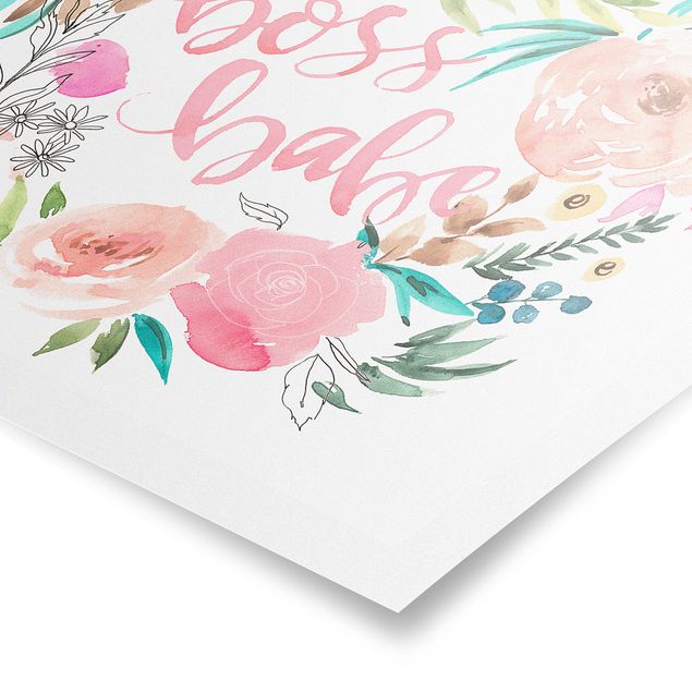 Poster Rosa Blüten - Boss Babe