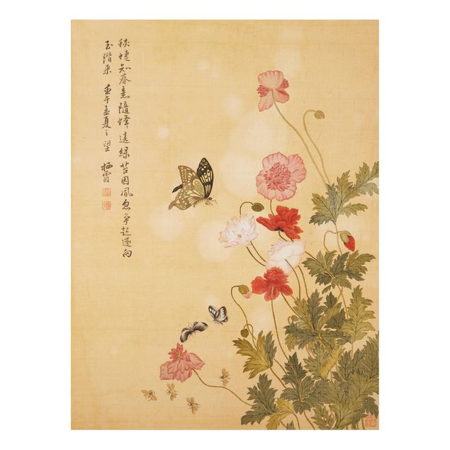 Forex Bilder Yuanyu Ma - Mohnblumen und Schmetterlinge