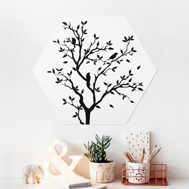 Hexagon-Bilder No.YK14 Zwitschernder Baum