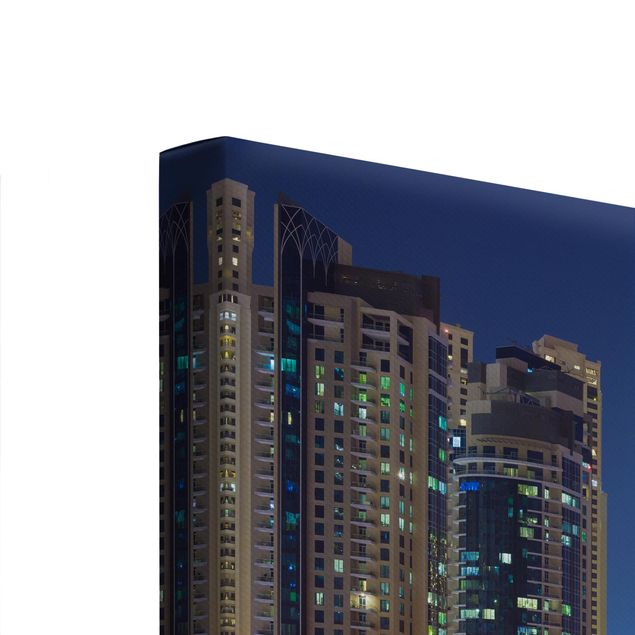 Leinwandbild 2-teilig - Dubai Nacht Skyline - Quadrate 1:1