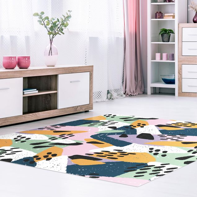 Moderne Teppiche Farbenfrohes Muster mit Punkten