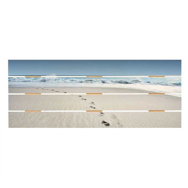 Holzbild - Spuren im Sand - Querformat 2:5