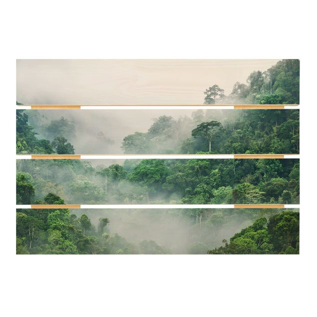 Holzbild - Dschungel im Nebel - Querformat 2:3
