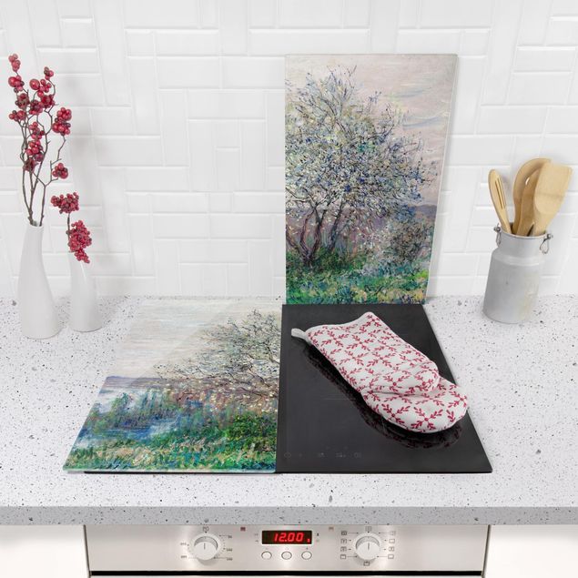 Herdabdeckplatte Glas - Claude Monet - Frühlingsstimmung - 52x80cm