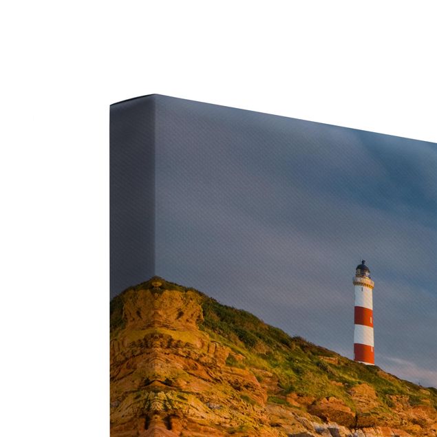 Leinwandbild 2-teilig - Tarbat Ness Meer & Leuchtturm bei Sonnenuntergang - Quadrate 1:1