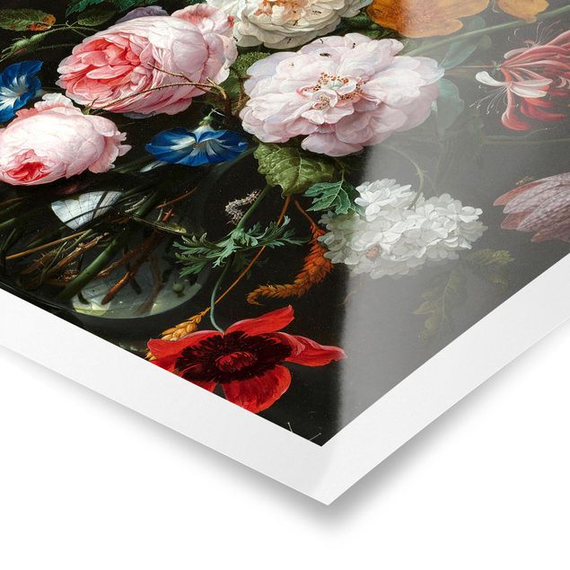 Poster - Jan Davidsz de Heem - Stillleben mit Blumen in einer Glasvase - Hochformat 3:4